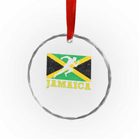 Jamaican Flag Track And Field Crystal Glass Ornament Retro Vintage Jamaica Runner Track Team - Wonder Print Shop