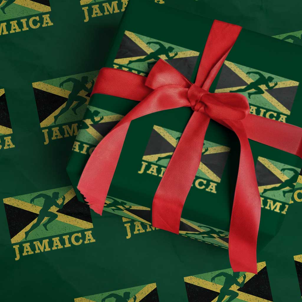 Jamaican Flag Track And Field Wrapping Paper Roll Retro Vintage Jamaica Runner Track Team - Wonder Print Shop