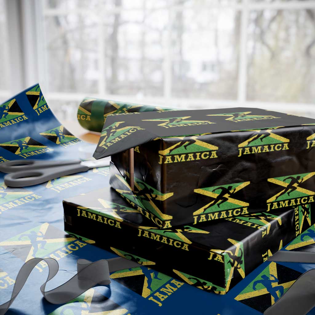 Jamaican Flag Track And Field Wrapping Paper Roll Retro Vintage Jamaica Runner Track Team - Wonder Print Shop