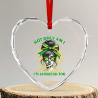 Jamaican Girl Heart Crystal Glass Ornament Messy Bun Not Only Am I A Princess Im Jamaican Too - Wonder Print Shop