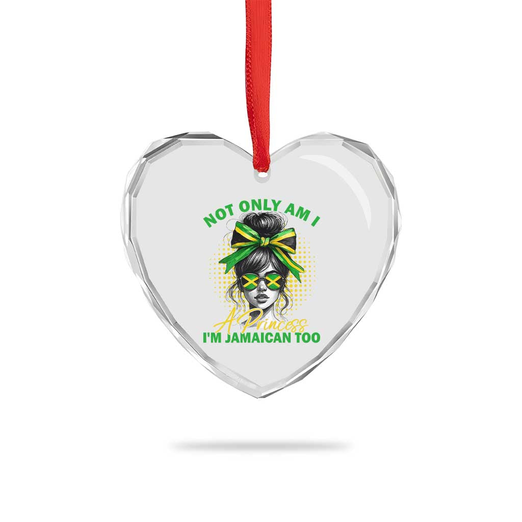 Jamaican Girl Heart Crystal Glass Ornament Messy Bun Not Only Am I A Princess Im Jamaican Too - Wonder Print Shop
