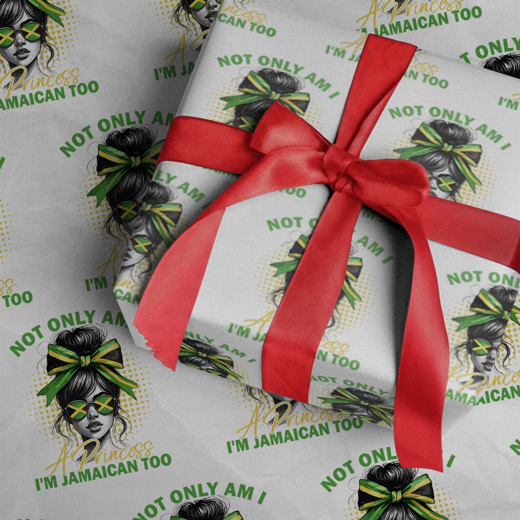Jamaican Girl Wrapping Paper Roll Messy Bun Not Only Am I A Princess Im Jamaican Too - Wonder Print Shop