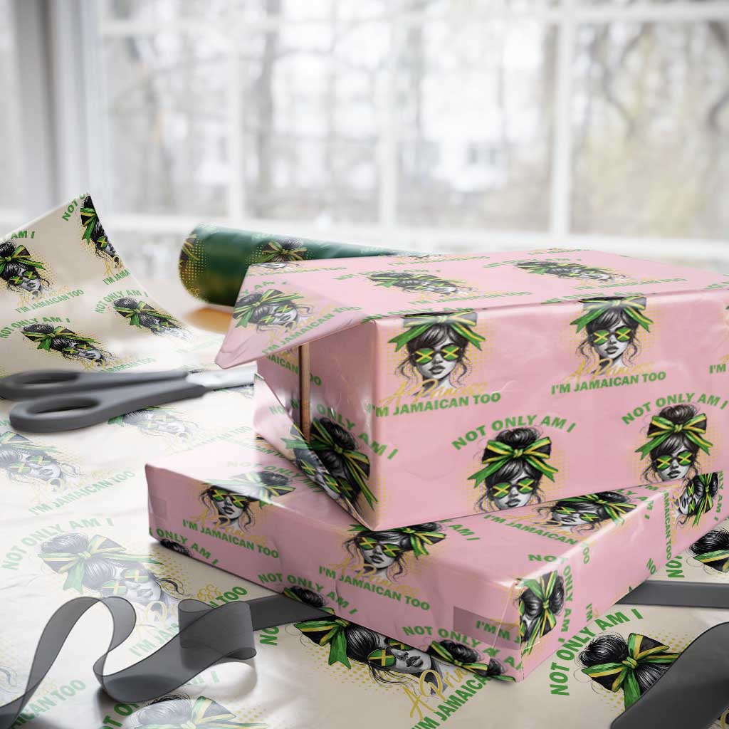 Jamaican Girl Wrapping Paper Roll Messy Bun Not Only Am I A Princess Im Jamaican Too - Wonder Print Shop