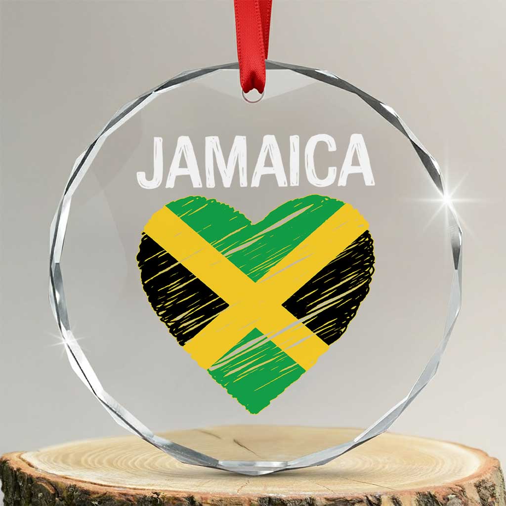 Jamaican Heart Flag Crystal Glass Ornament Patriotic Jamaica Girls Proud Jamaican Roots - Wonder Print Shop