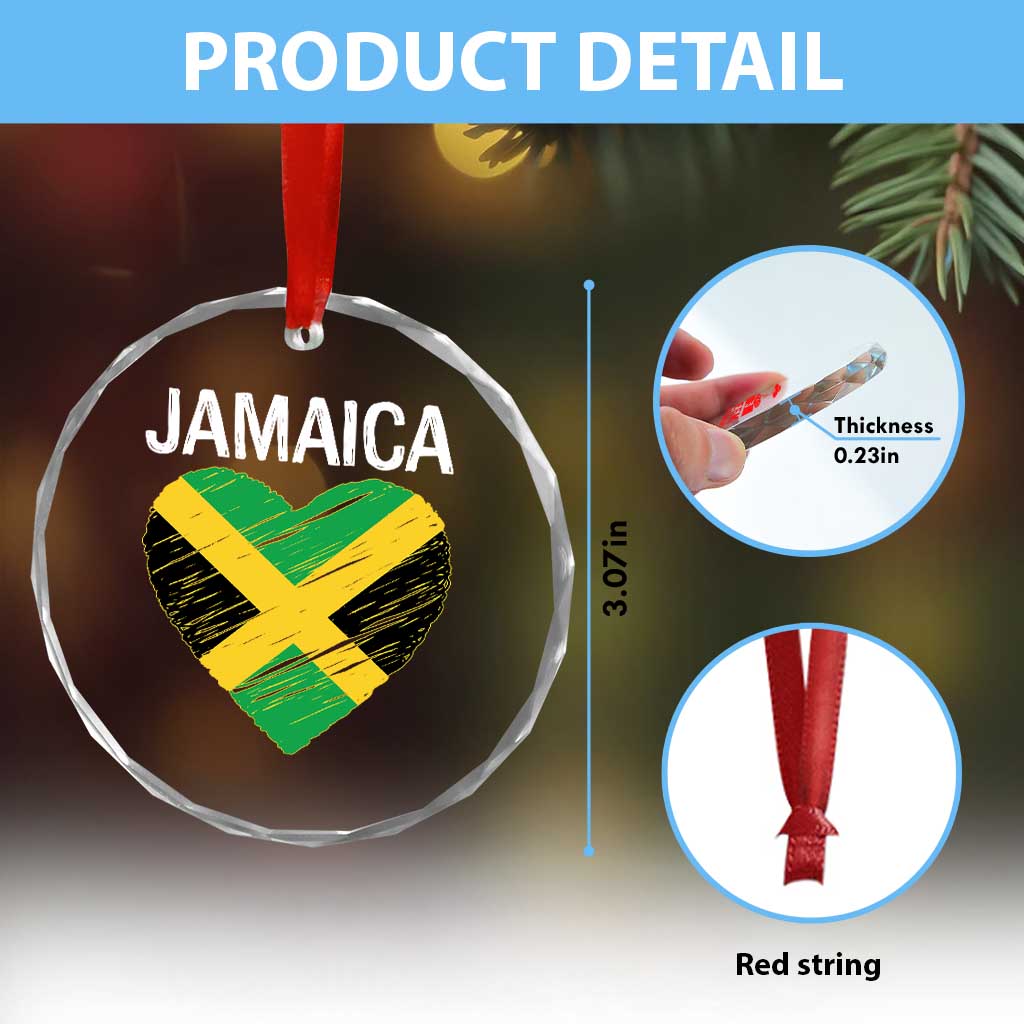 Jamaican Heart Flag Crystal Glass Ornament Patriotic Jamaica Girls Proud Jamaican Roots - Wonder Print Shop