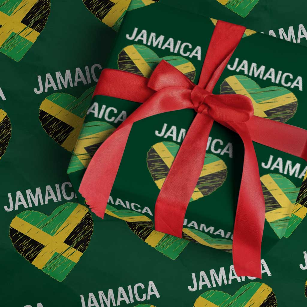 Jamaican Heart Flag Wrapping Paper Roll Patriotic Jamaica Girls Proud Jamaican Roots - Wonder Print Shop