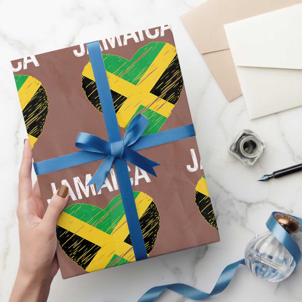 Jamaican Heart Flag Wrapping Paper Roll Patriotic Jamaica Girls Proud Jamaican Roots - Wonder Print Shop
