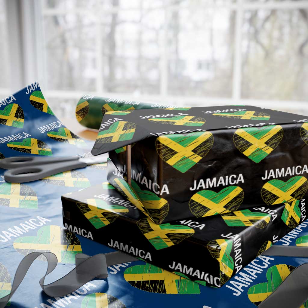 Jamaican Heart Flag Wrapping Paper Roll Patriotic Jamaica Girls Proud Jamaican Roots - Wonder Print Shop