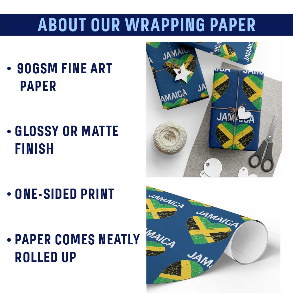 Jamaican Heart Flag Wrapping Paper Roll Patriotic Jamaica Girls Proud Jamaican Roots - Wonder Print Shop