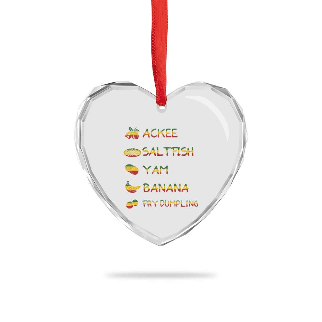 Jamaican National Dish Heart Crystal Glass Ornament Ackee Saltfish Yardie Jamaican Culture Pride Apparel - Wonder Print Shop