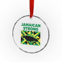 Jamaican Strong Resilience Geometric Flag Crystal Glass Ornament Abstract Island Map and Heritage