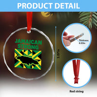 Jamaican Strong Resilience Geometric Flag Crystal Glass Ornament Abstract Island Map and Heritage