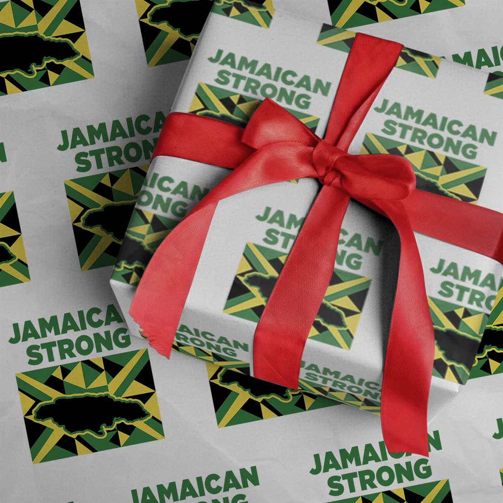 Jamaican Strong Resilience Geometric Flag Wrapping Paper Roll Abstract Island Map and Heritage