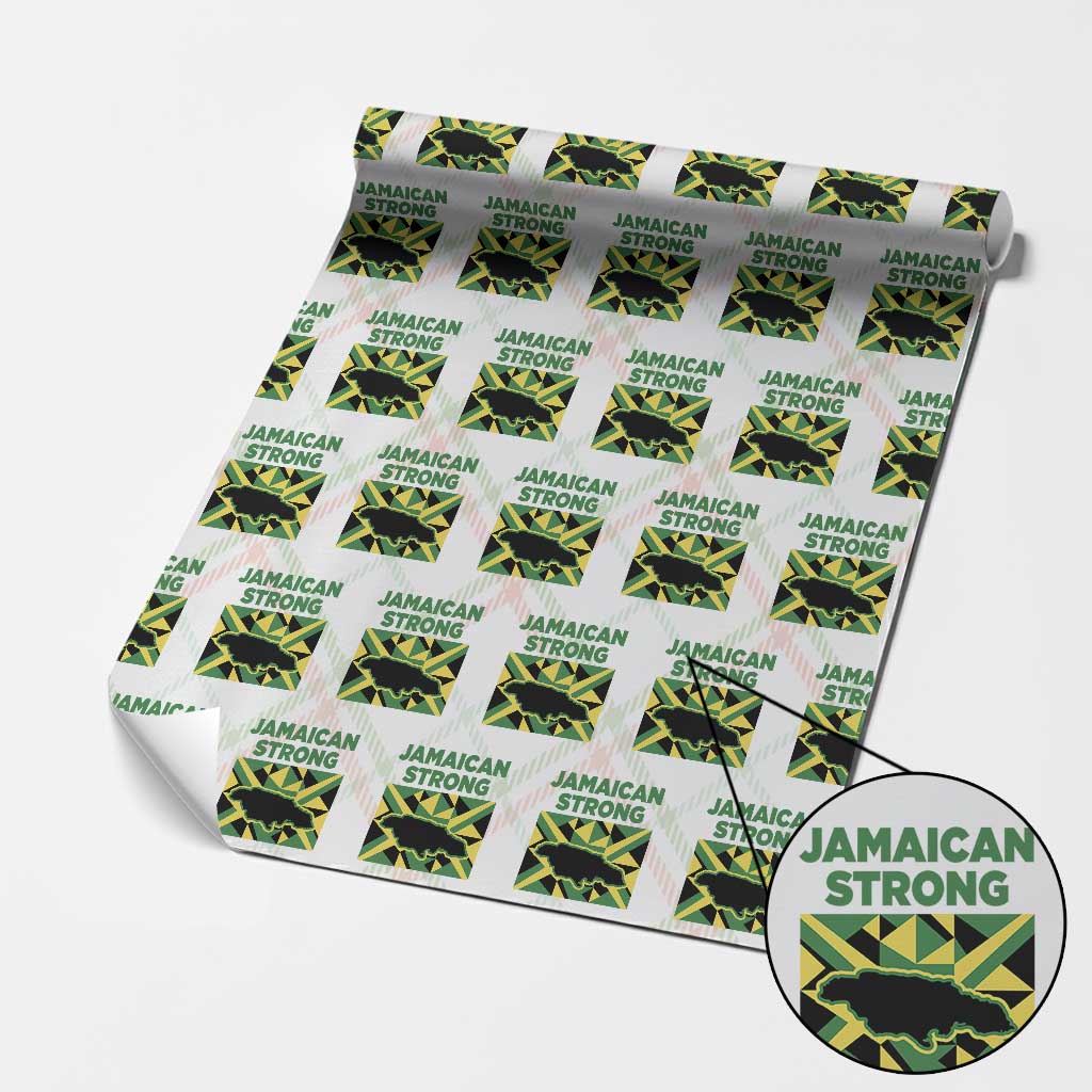 Jamaican Strong Resilience Geometric Flag Wrapping Paper Roll Abstract Island Map and Heritage
