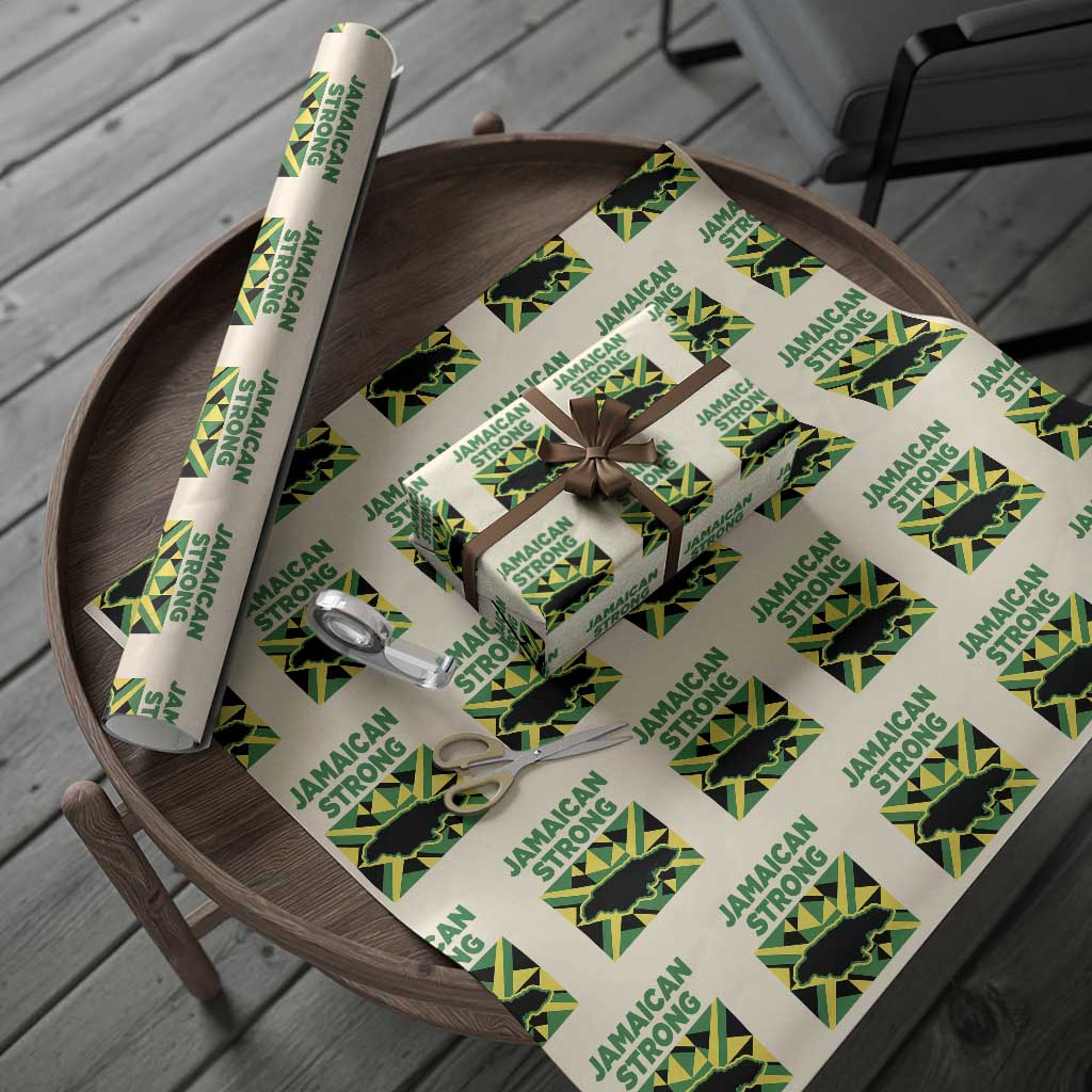 Jamaican Strong Resilience Geometric Flag Wrapping Paper Roll Abstract Island Map and Heritage