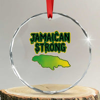 Jamaican Strong Resilience Graphic Crystal Glass Ornament Caribbean Island Map Silhouette