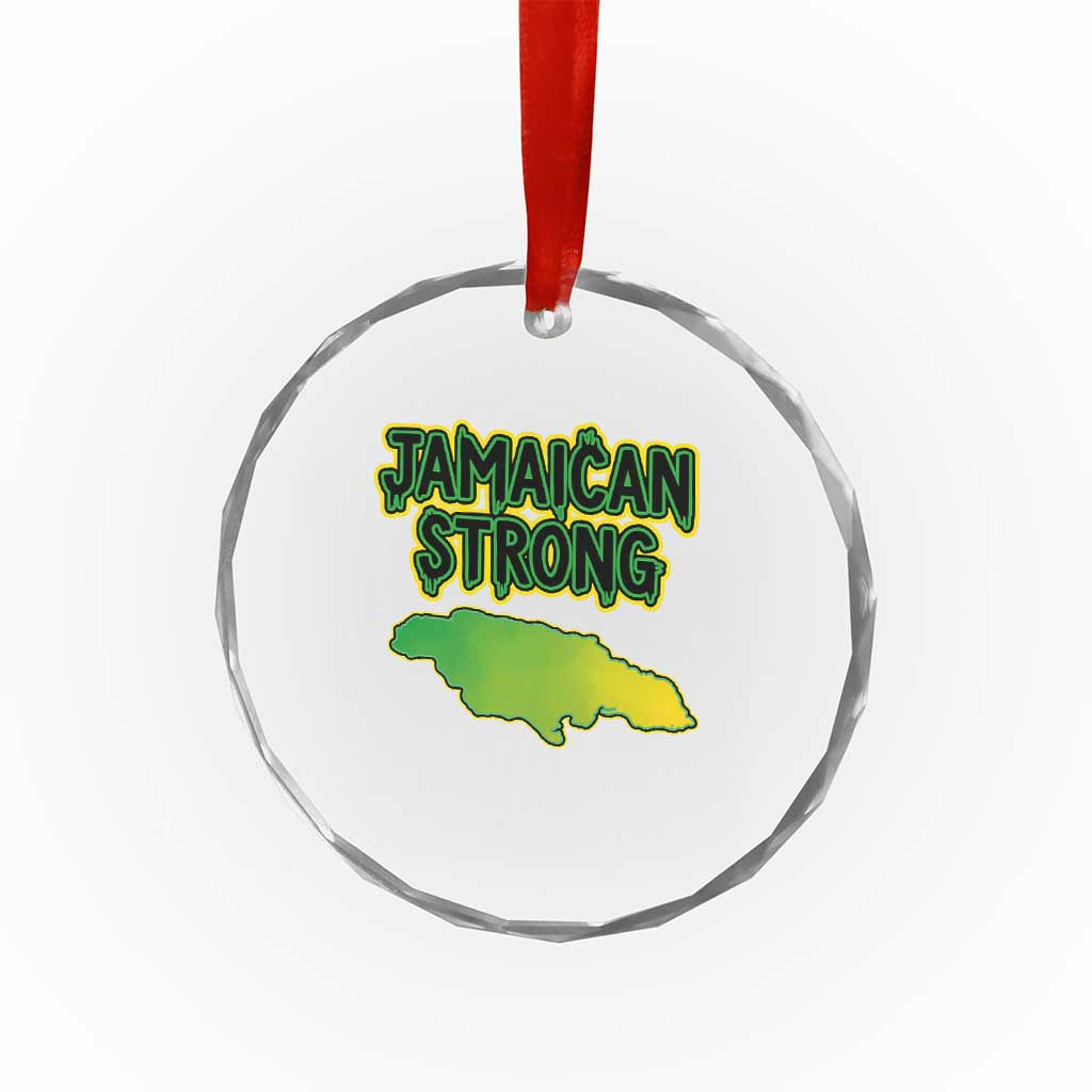 Jamaican Strong Resilience Graphic Crystal Glass Ornament Caribbean Island Map Silhouette