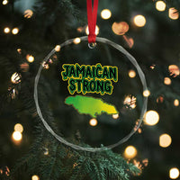 Jamaican Strong Resilience Graphic Crystal Glass Ornament Caribbean Island Map Silhouette