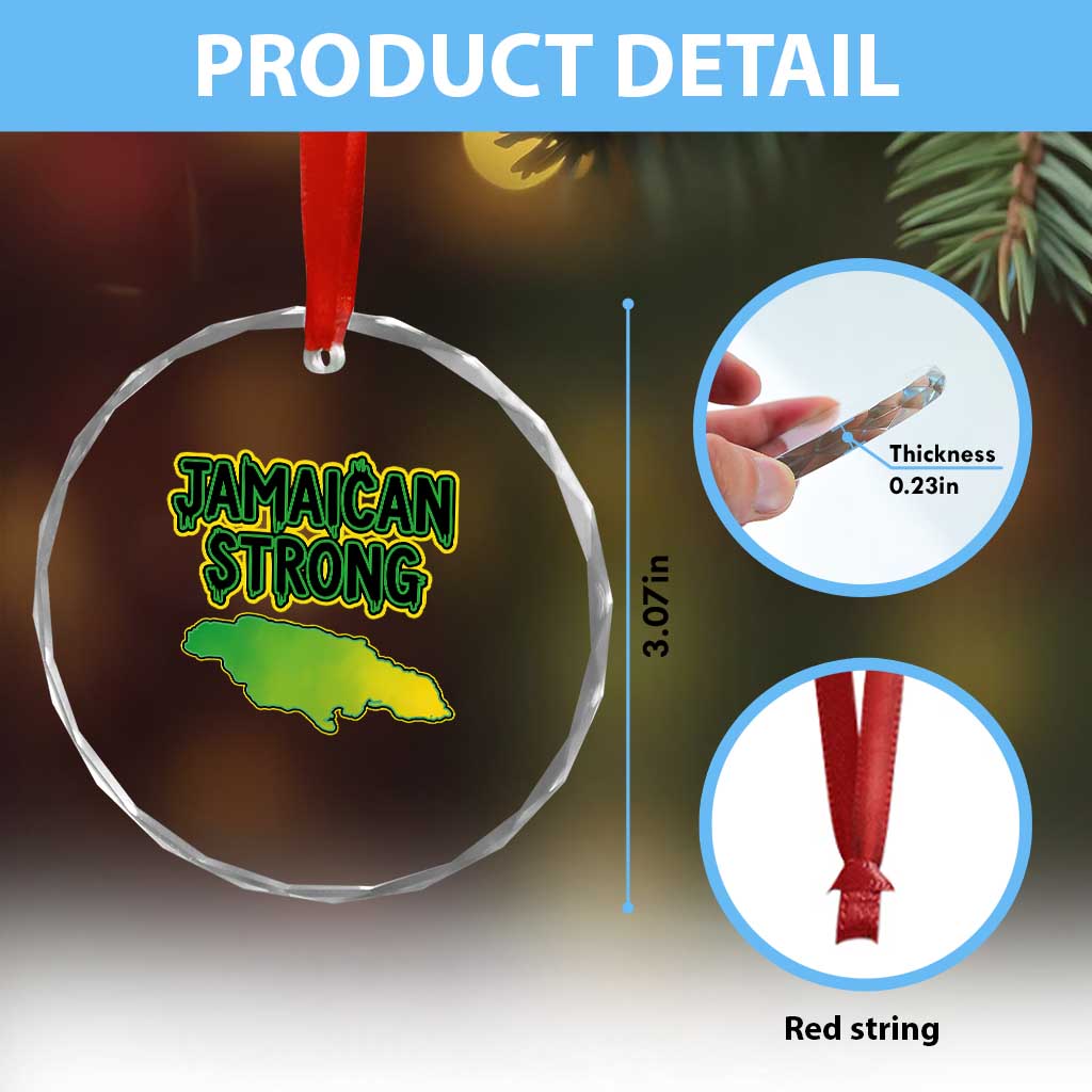 Jamaican Strong Resilience Graphic Crystal Glass Ornament Caribbean Island Map Silhouette