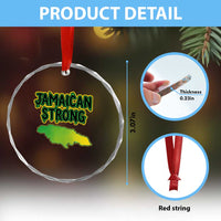 Jamaican Strong Resilience Graphic Crystal Glass Ornament Caribbean Island Map Silhouette