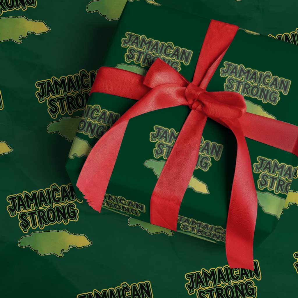Jamaican Strong Resilience Graphic Wrapping Paper Roll Caribbean Island Map Silhouette