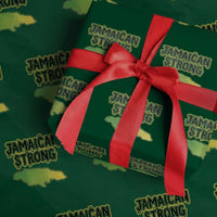 Jamaican Strong Resilience Graphic Wrapping Paper Roll Caribbean Island Map Silhouette