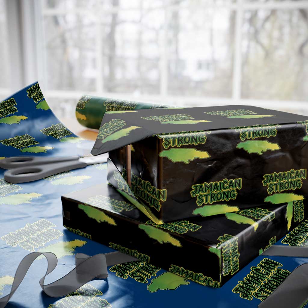 Jamaican Strong Resilience Graphic Wrapping Paper Roll Caribbean Island Map Silhouette