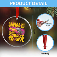 Jamal Has So Many Sorries To Give Crystal Glass Ornament Funny Fire Breathing Hammerhead Shark Gamer