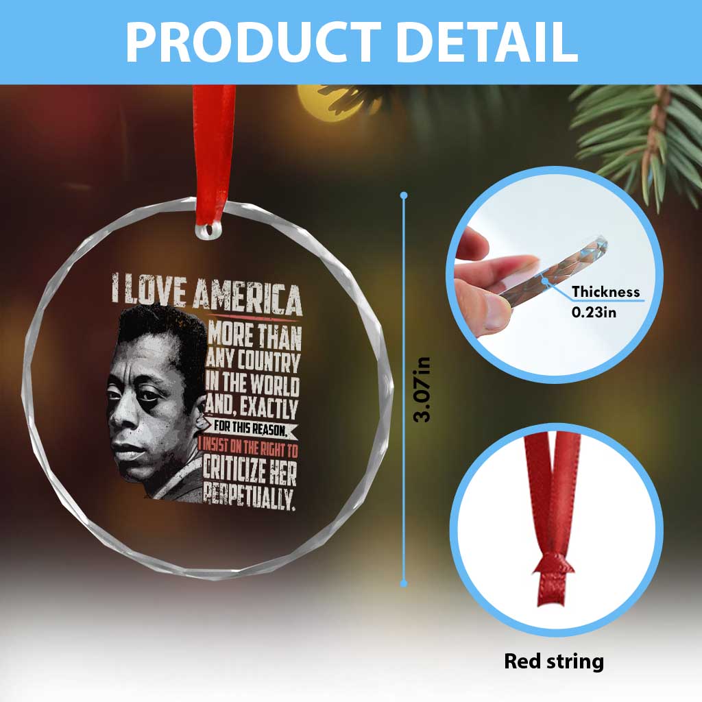 James Baldwin American Patriotic Crystal Glass Ornament I Love America More Than Any Country - Wonder Print Shop