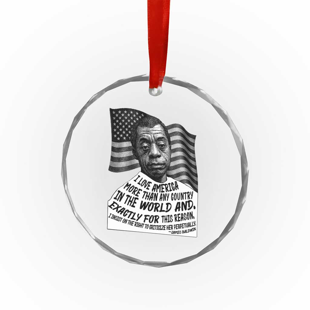 James Baldwin American Patriotic Crystal Glass Ornament I Love America More Than Any Country American Flag - Wonder Print Shop