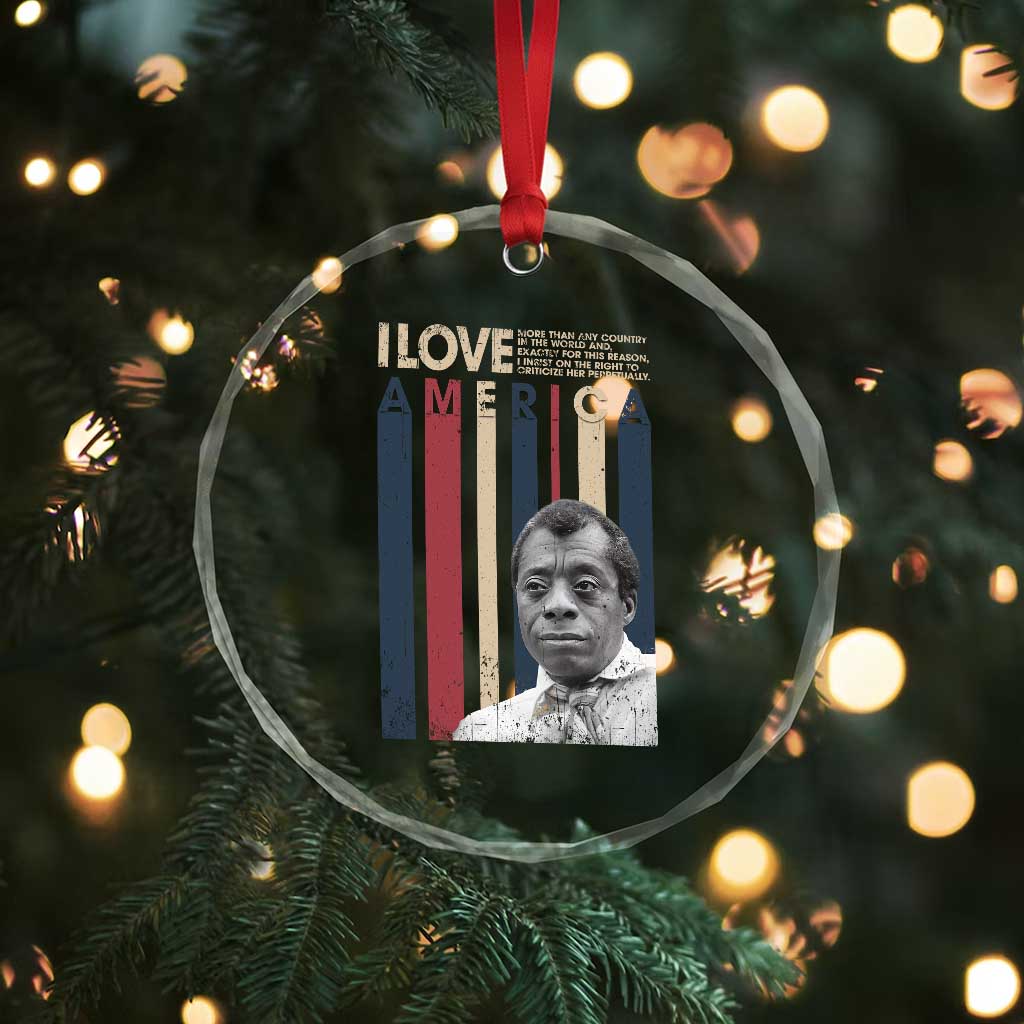 James Baldwin American Patriotic Crystal Glass Ornament I Love America More Than Any Country Retro - Wonder Print Shop
