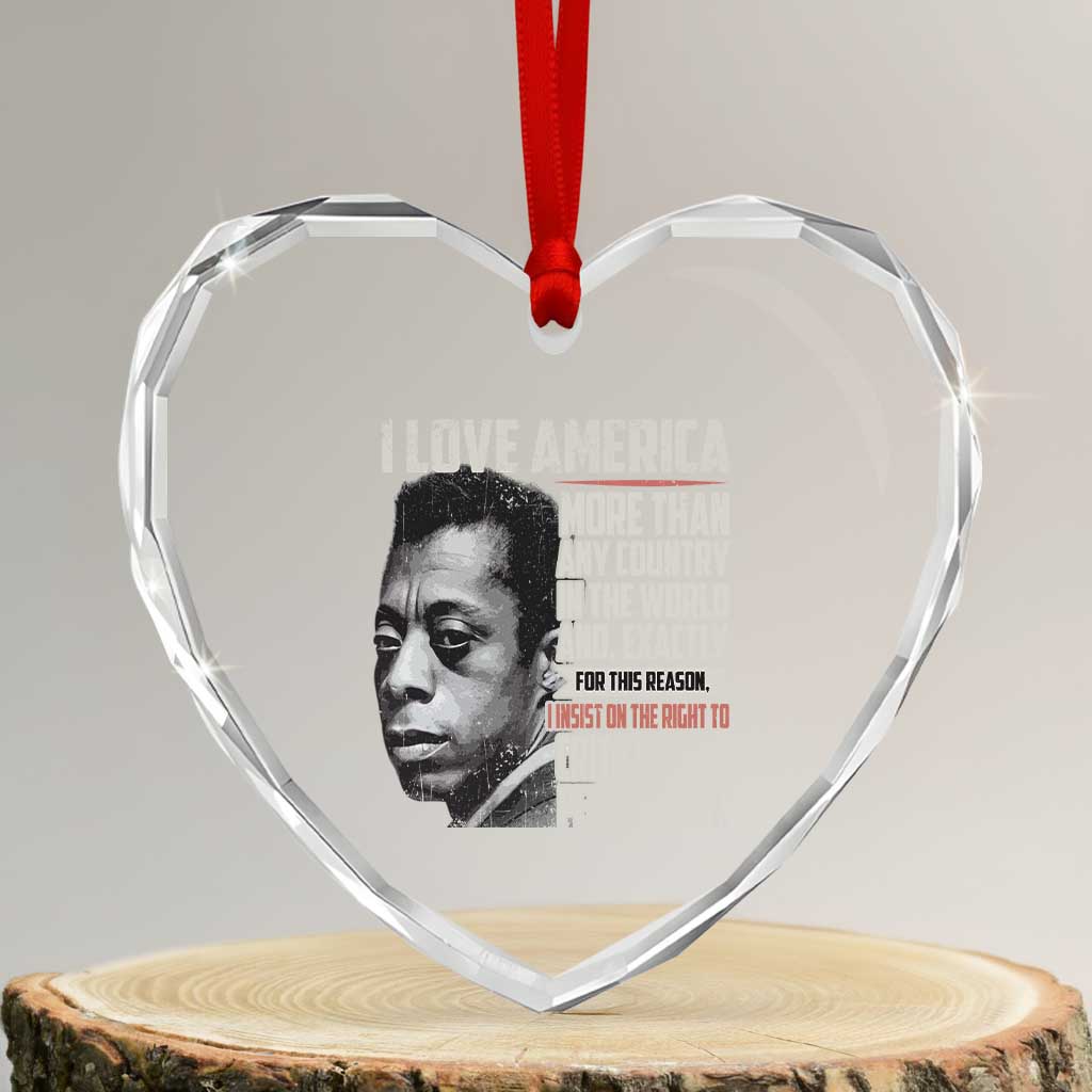 James Baldwin American Patriotic Heart Crystal Glass Ornament I Love America More Than Any Country - Wonder Print Shop