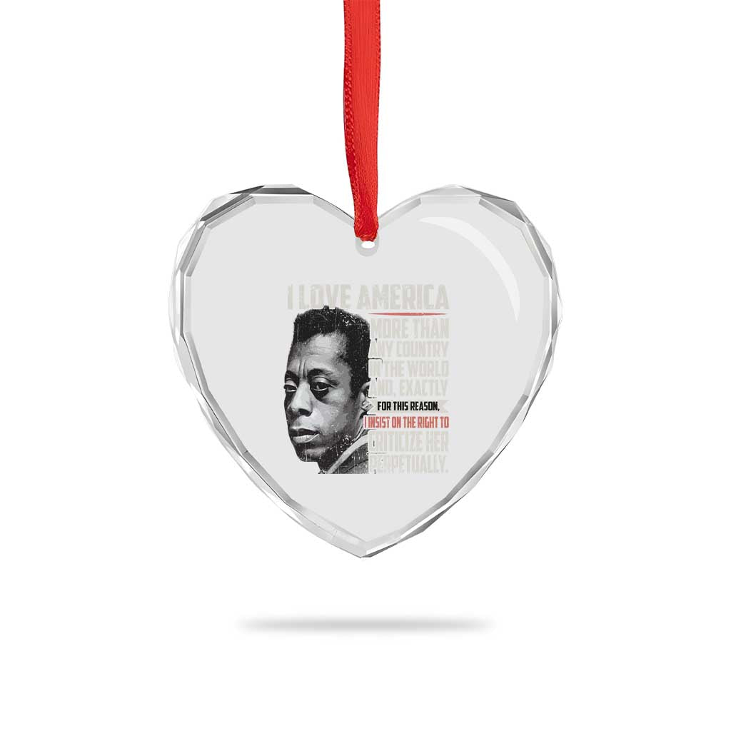James Baldwin American Patriotic Heart Crystal Glass Ornament I Love America More Than Any Country - Wonder Print Shop