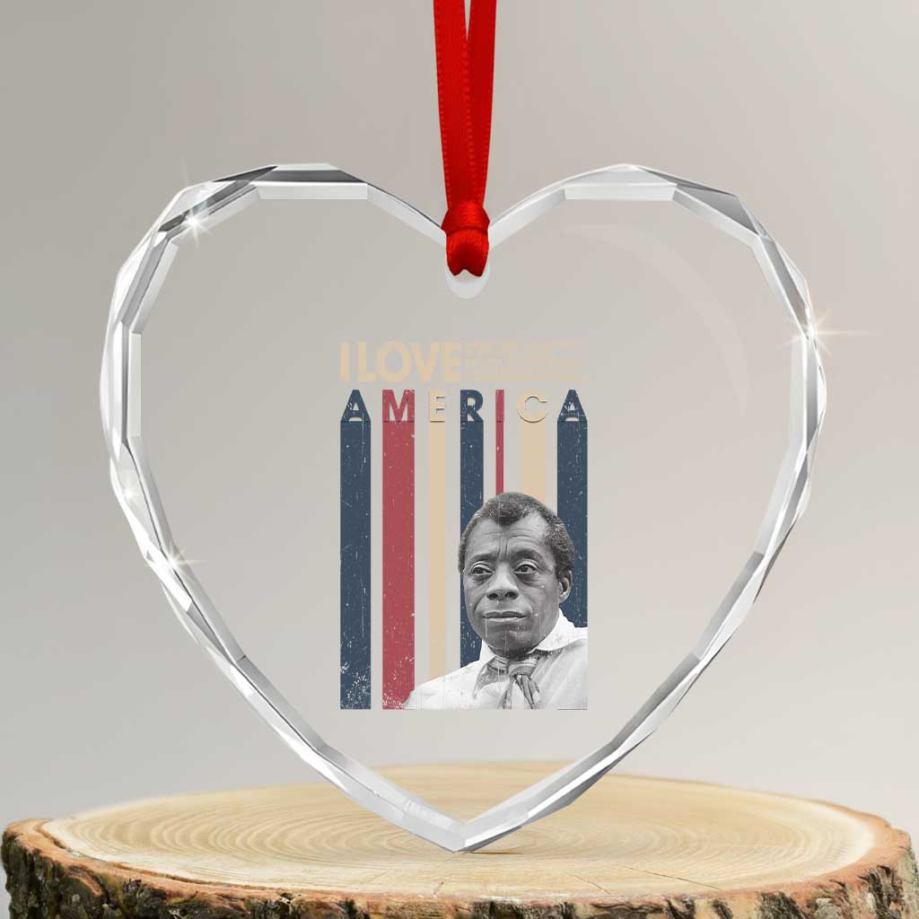 James Baldwin American Patriotic Heart Crystal Glass Ornament I Love America More Than Any Country Retro - Wonder Print Shop