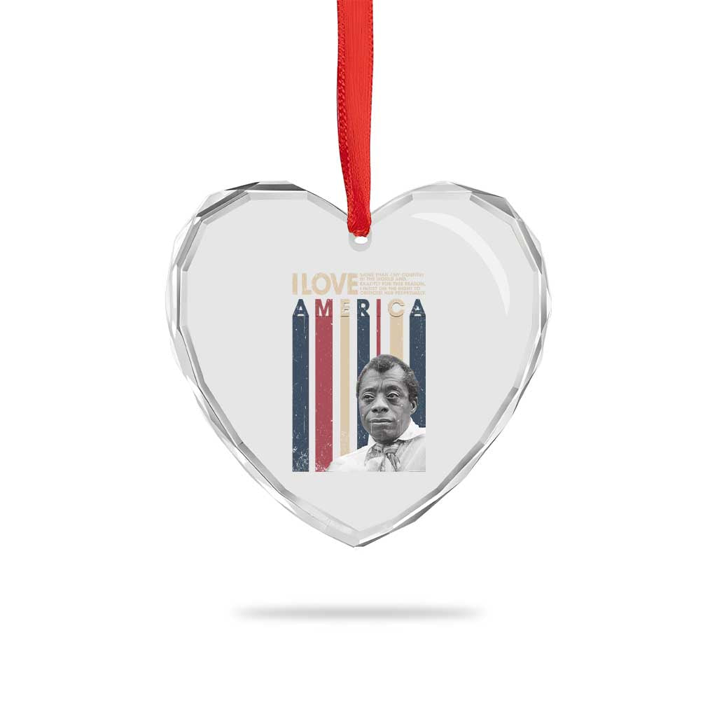 James Baldwin American Patriotic Heart Crystal Glass Ornament I Love America More Than Any Country Retro - Wonder Print Shop