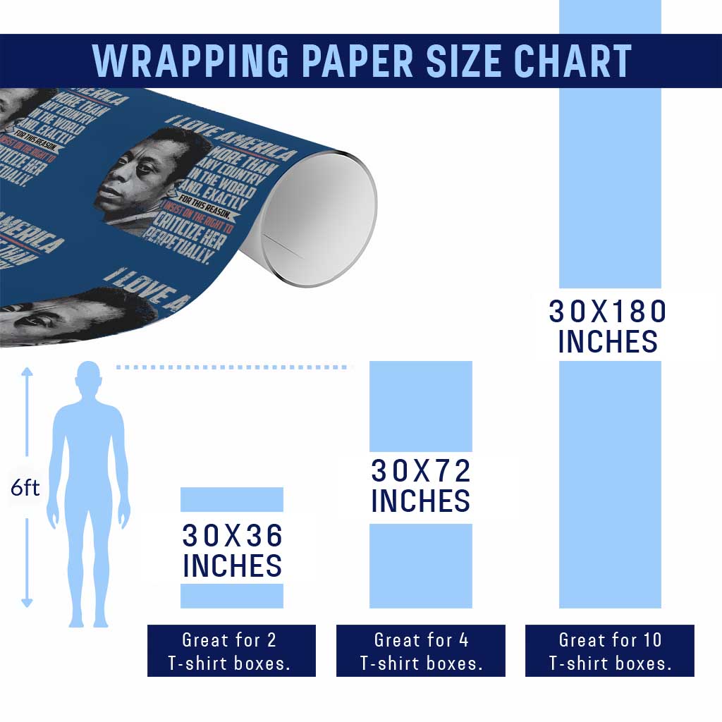 James Baldwin American Patriotic Wrapping Paper Roll I Love America More Than Any Country - Wonder Print Shop