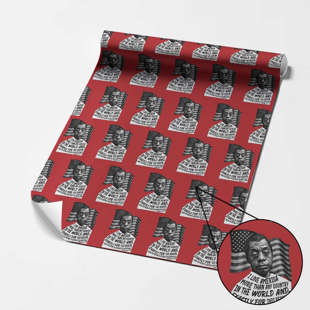 James Baldwin American Patriotic Wrapping Paper Roll I Love America More Than Any Country American Flag - Wonder Print Shop