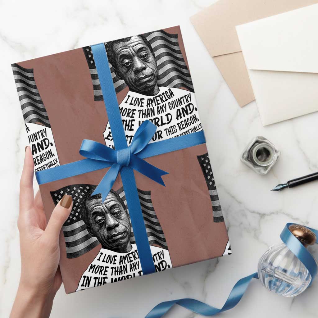 James Baldwin American Patriotic Wrapping Paper Roll I Love America More Than Any Country American Flag - Wonder Print Shop