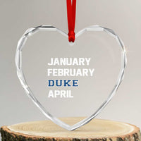 January February Duke April Heart Crystal Glass Ornament Basketball Game Day