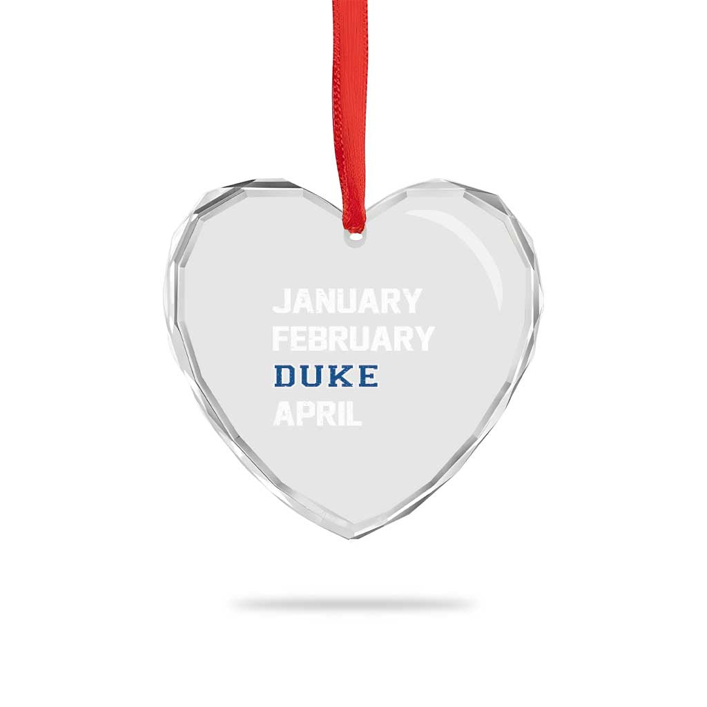 January February Duke April Heart Crystal Glass Ornament Basketball Game Day