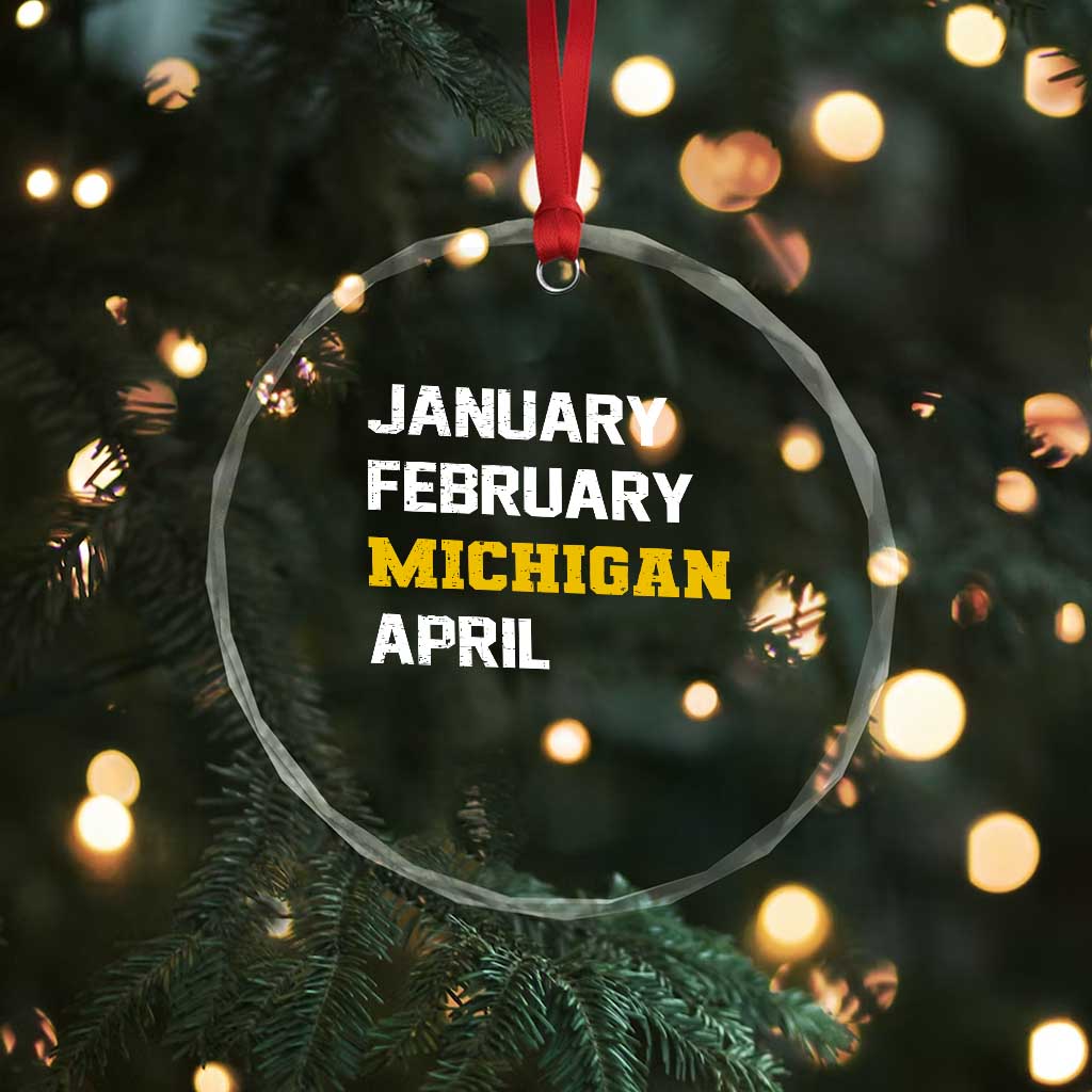January February Michigan April Crystal Glass Ornament Basketball Game Day