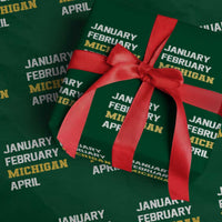 January February Michigan April Wrapping Paper Roll Basketball Game Day