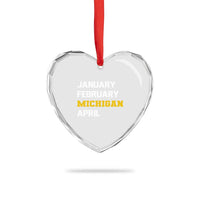 January February Michigan April Heart Crystal Glass Ornament Basketball Game Day