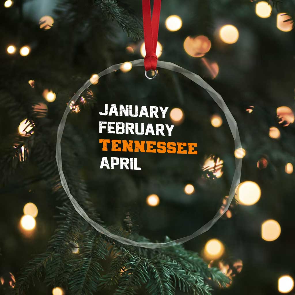 January February Tennessee April Crystal Glass Ornament Basketball Game Day