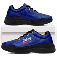 Japan 2026 Football Chunky Sneakers Go Samurai Blue Grunge Curve Stylized - Wonder Print Shop