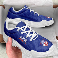 Japan 2026 Football Chunky Sneakers Go Samurai Blue Grunge Curve Stylized - Wonder Print Shop