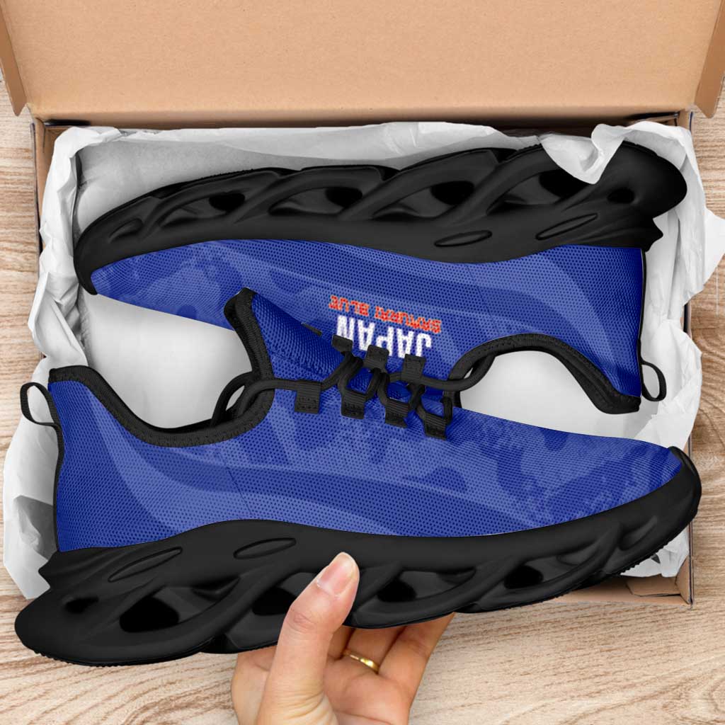 Japan 2026 Football Clunky Sneakers Go Samurai Blue Grunge Curve Stylized - Wonder Print Shop