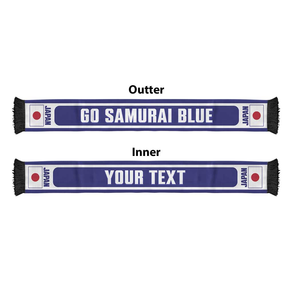 Japan 2026 Football Personalised Soccer Scarf Go Samurai Blue