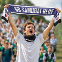 Japan 2026 Football Personalised Soccer Scarf Go Samurai Blue