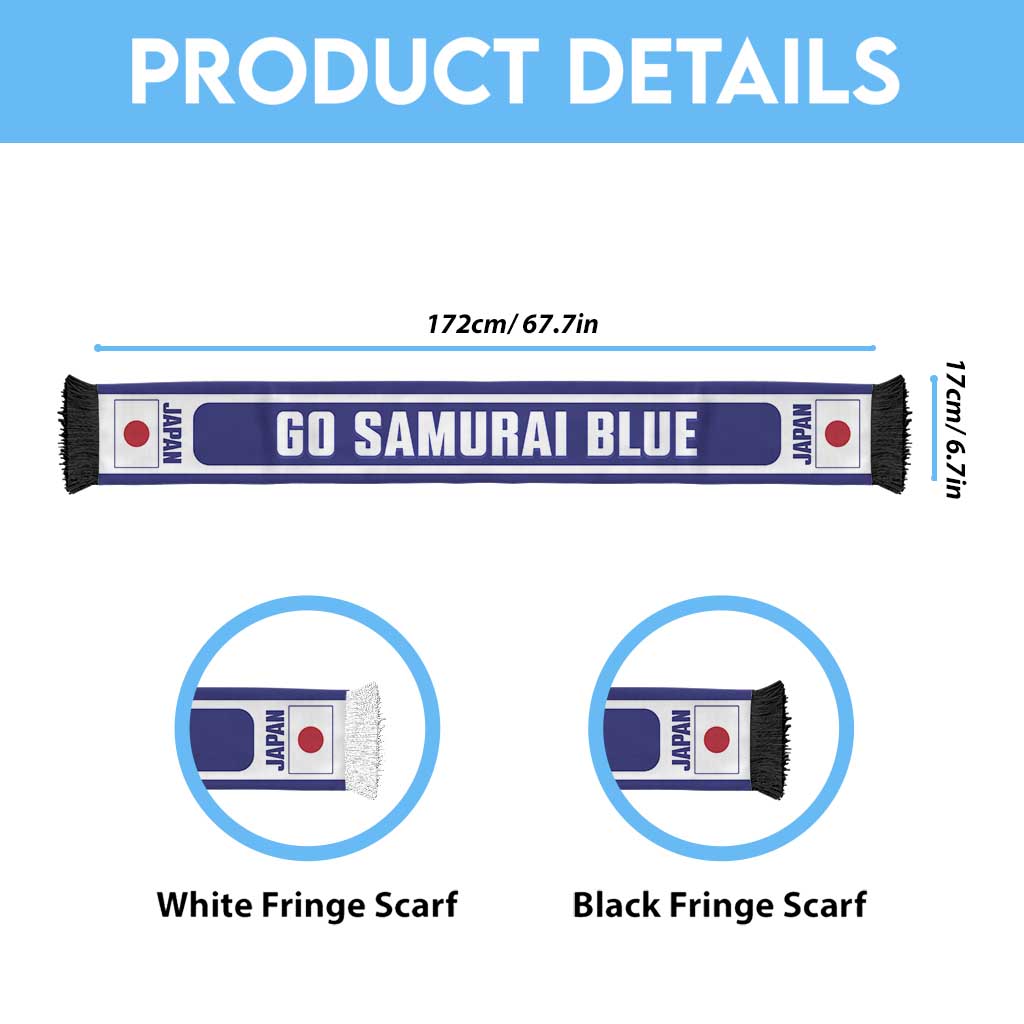 Japan 2026 Football Personalised Soccer Scarf Go Samurai Blue